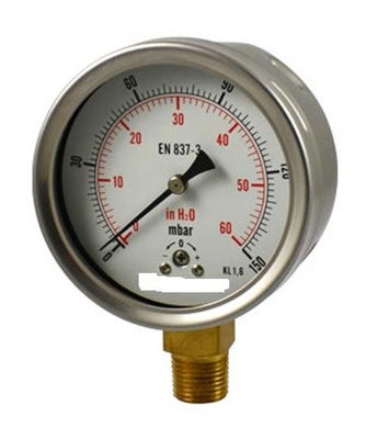 Đồng hồ đo áp suất vòng bezel loại 1/4 "1/2" BSP 0-10 BAR Capsule
