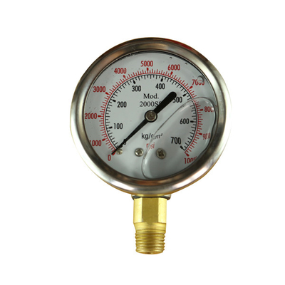 Máy đo áp suất chứa đầy dầu silicon Glycerine 1/2 Npt Bspt 0-10 Bar 5 Bar