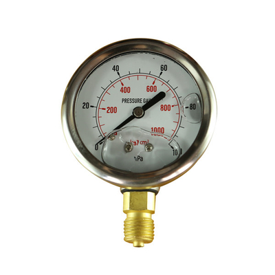 Đồng hồ đo áp suất thủy lực đầy chất lỏng thủy lực 400 Bar Vỏ thép không gỉ
